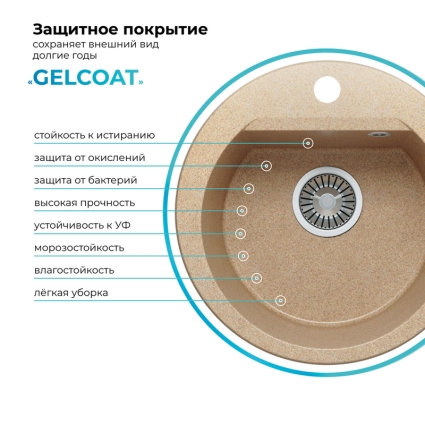 Мойка кухонная POLYGRAN ATOL 460 (песочный №302)